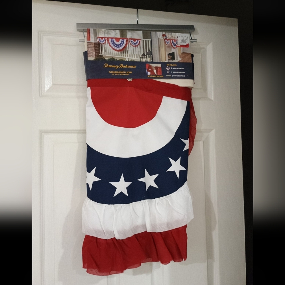 6 PIECE Tommy Bahama Patriotic Flag Bunting 4th July NEW